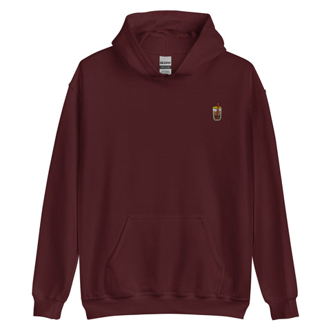 Bubble-Tea-Embroidered-Hoodies-Maroon-Front-View