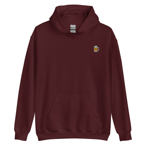 Beer-Mug-Embroidered-Hoodies-Maroon-Front-View