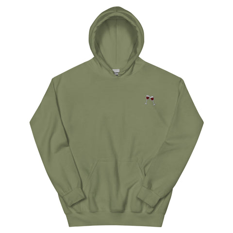 Wine-Embroidered-Hoodies-Military-Green-Front-View