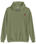 Strawberry-Embroidered-Hoodies-Military-Green-Front-View