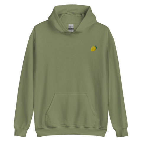 Lemon-Embroidered-Hoodies-Military-Green-Front-View