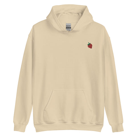 Strawberry-Embroidered-Hoodies-Sand-Front-View