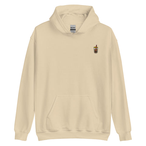 Bubble-Tea-Embroidered-Hoodies-Sand-Front-View