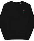 Rose-Embroidered-Sweatshirt-Black-Front-View