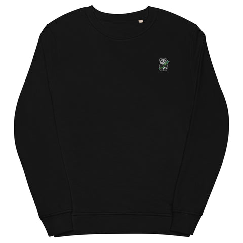 Panda-Embroidered-Sweatshirt-Black-Front-View