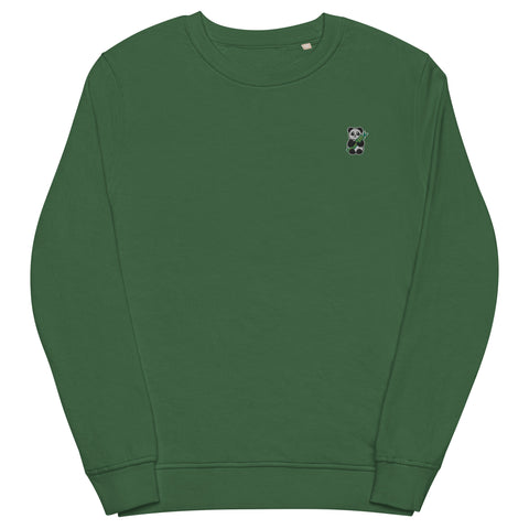 Panda-Embroidered-Sweatshirt-Bottle-Green-Front-View