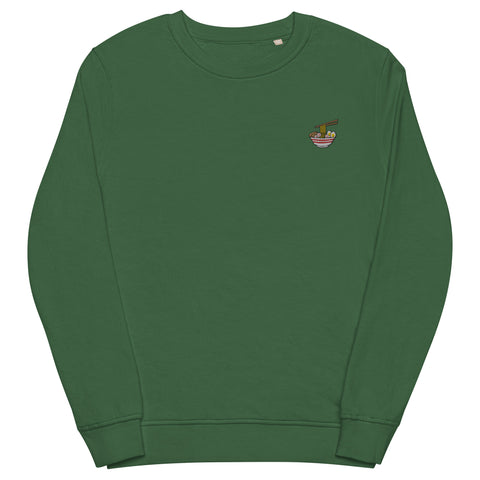 Ramen-Bowl-Embroidered-Sweatshirt-Bottle-Green-Front-View