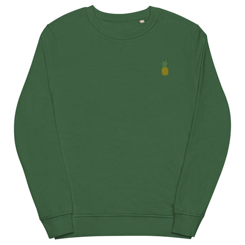 Pineapple-Embroidered-Sweatshirt-Bottle-Green-Front-View