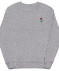 Rose-Embroidered-Sweatshirt-Grey-Melange-Front-View