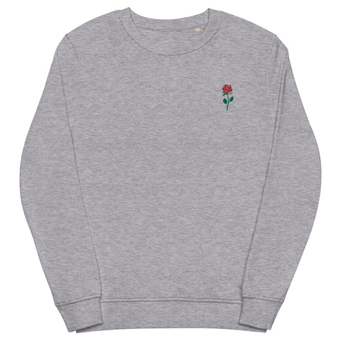 Rose-Embroidered-Sweatshirt-Grey-Melange-Front-View