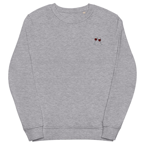 Wine-Embroidered-Sweatshirt-Grey-Front-View