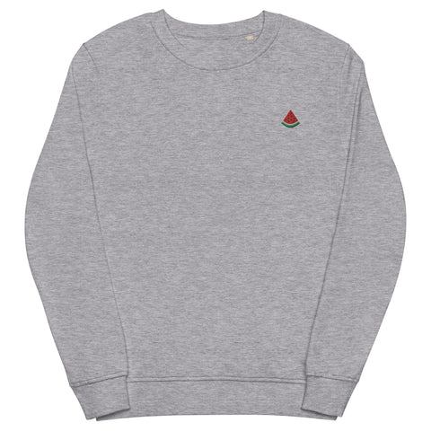 Watermelon-Embroidered-Sweatshirt-Grey-Melange-Front-View