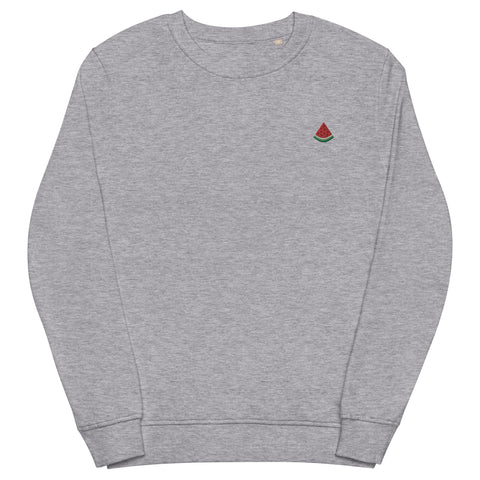 Watermelon-Embroidered-Sweatshirt-Grey-Melange-Front-View