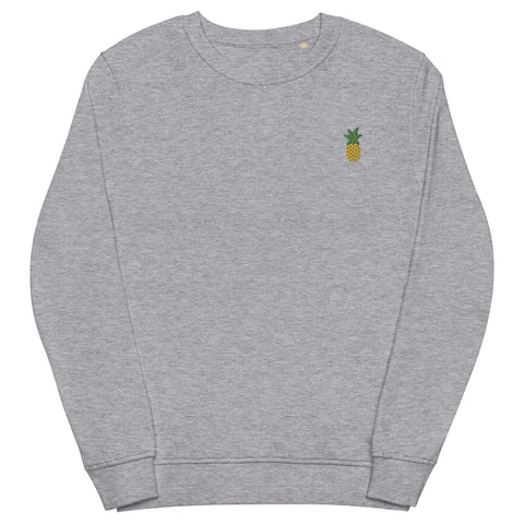 Pineapple-Embroidered-Sweatshirt-Grey-Melange-Front-View