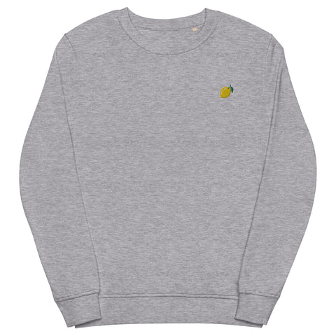 Lemon-Embroidered-Sweatshirt-Grey-Melange-Front-View