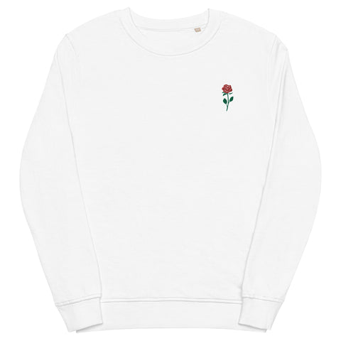 Rose-Embroidered-Sweatshirt-White-Front-View