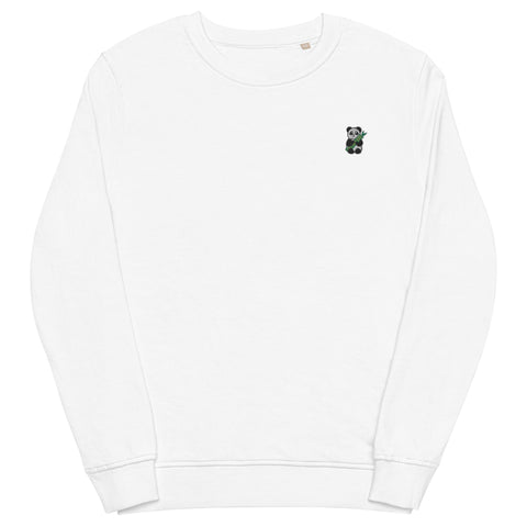 Panda-Embroidered-Sweatshirt-White-Front-View
