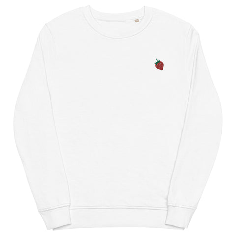 Strawberry-Embroidered-Sweatshirt-White-Front-View