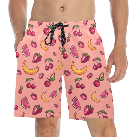 Fruit-Punch-Mens-Swim-Trunks-Coral-Model-Front-View