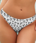 Crazy-Hearts-Women's-Thong-White-Model-Front-View