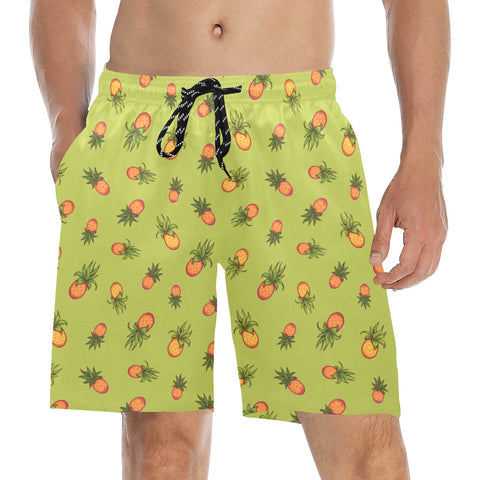 Pineapple-Mens-Swim-Trunks-Lime-Green-Model-Front-View