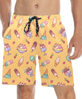 Banana-Split-Men's-Swim-Trunks-Yellow-Model-Front-View