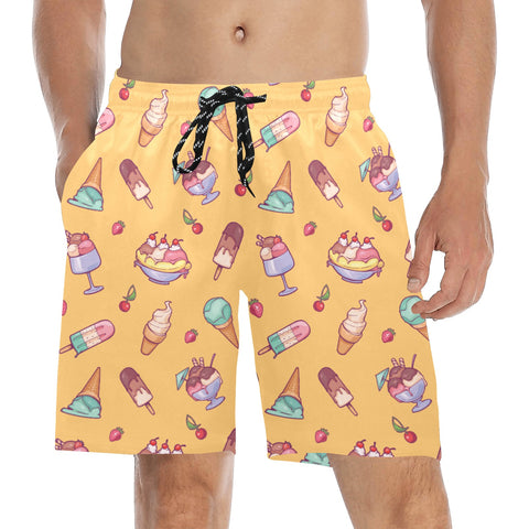 Banana-Split-Men's-Swim-Trunks-Yellow-Model-Front-View