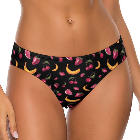 Fruit-Punch-Women's-Thong-Black-Model-Front-View