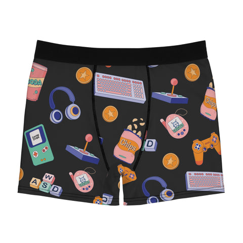 Retro-Gamer-Mens-Boxer-Briefs-Black-Product-Front-View