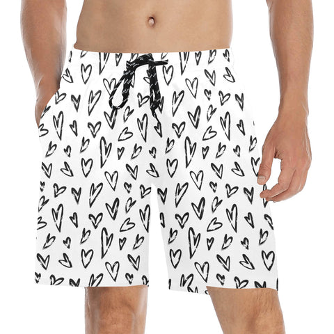 Crazy-Hearts-Mens-Swim-Trunks-White-Model-Front-View