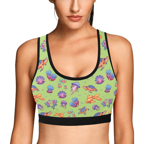 Sea-Life-Womens-Bralette-Lime-Green-Model-Front-View