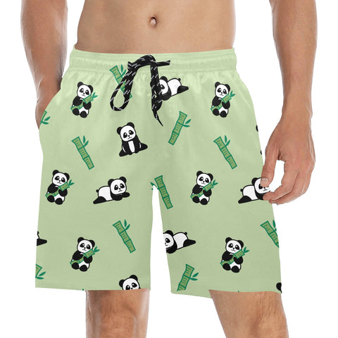 Panda-Men's-Swim-Trunks-DarkSeaGreen-Model-Front-View