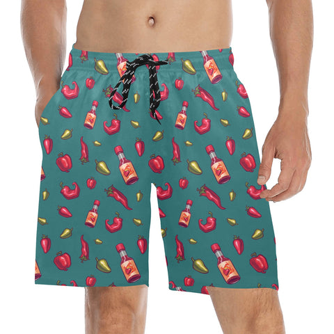Spicy-Mens-Swim-Trunks-Teal-Model-Front-View