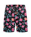 Painted-Roses-Mens-Swim-Trunks-Black-Front-View
