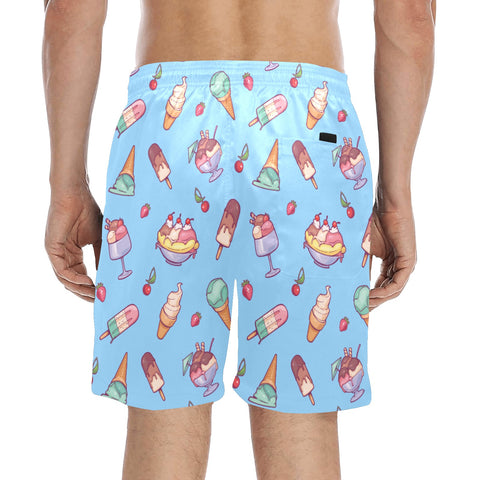 Banana-Split-Men's-Swim-Trunks-Sky-Blue-Model-Back-View