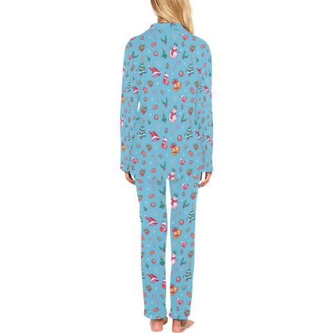 Christmas-Womens-Pajama-Sky-Blue-Back-View