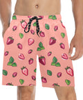 Strawberry-Mens-Swim-Trunks-Coral-Model-Front-View