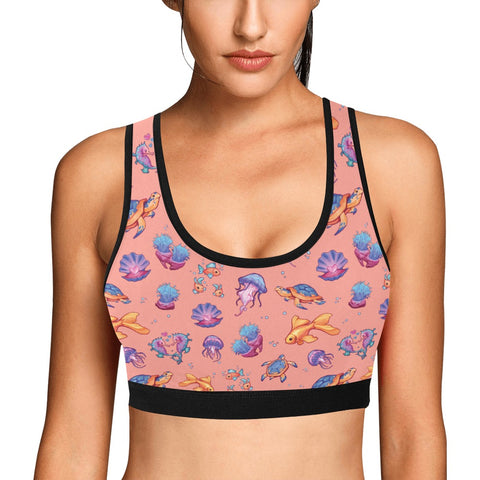 Sea-Life-Womens-Bralette-Coral-Model-Front-View