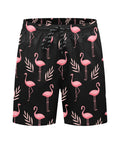 Flamingo-Men's-Swim-Trunks-Black-Front-View