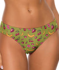 Fruit-Punch-Women's-Thong-Olive-Green-Model-Front-View