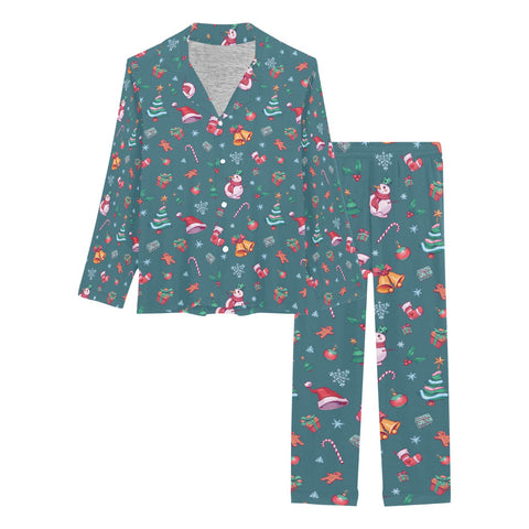 Christmas-Women's-Pajama-Set-Teal-Product-View