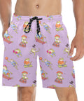 Frogs-Doing-Things-Men's-Swim-Trunks-Lavender-Model-Front-View