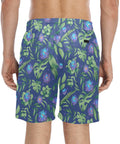 Jungle-Flower-Mens-Swim-Trunks-Blue-Purple-Model-Back-View