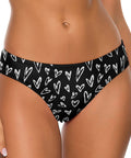 Crazy-Hearts-Women's-Thong-Black-Model-Front-View