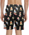 Frogs-Doing-Things-Men's-Swim-Trunks-Black-Model-Back-View