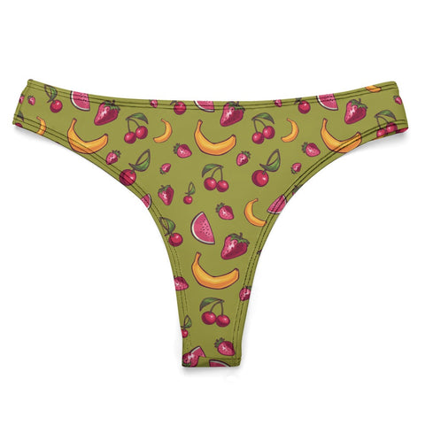 Fruit-Punch-Women's-Thong-Olive-Green-Product-Front-View