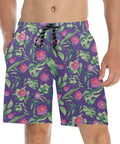 Jungle-Flower-Mens-Swim-Trunks-Purple-Pink-Model-Front-View