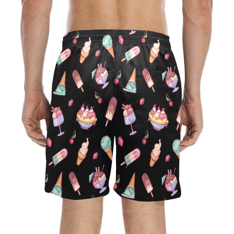 Banana-Split-Men's-Swim-Trunks-Black-Model-Back-View