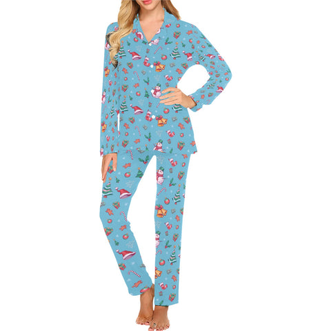 Christmas-Womens-Pajama-Sky-Blue-Front-View