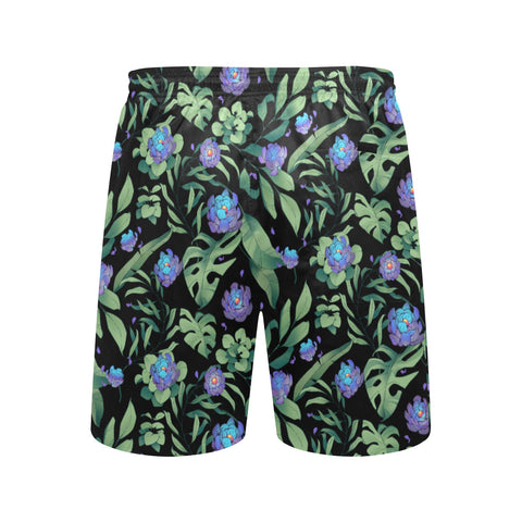 Jungle-Flower-Mens-Swim-Trunks-Black-Purple-Back-View